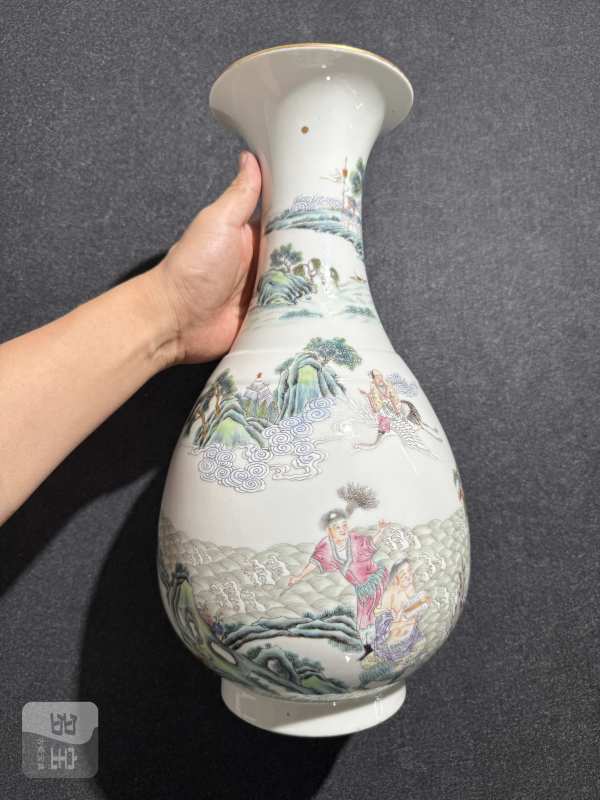 民国 粉彩群仙祝寿图瓶一对 - 图10